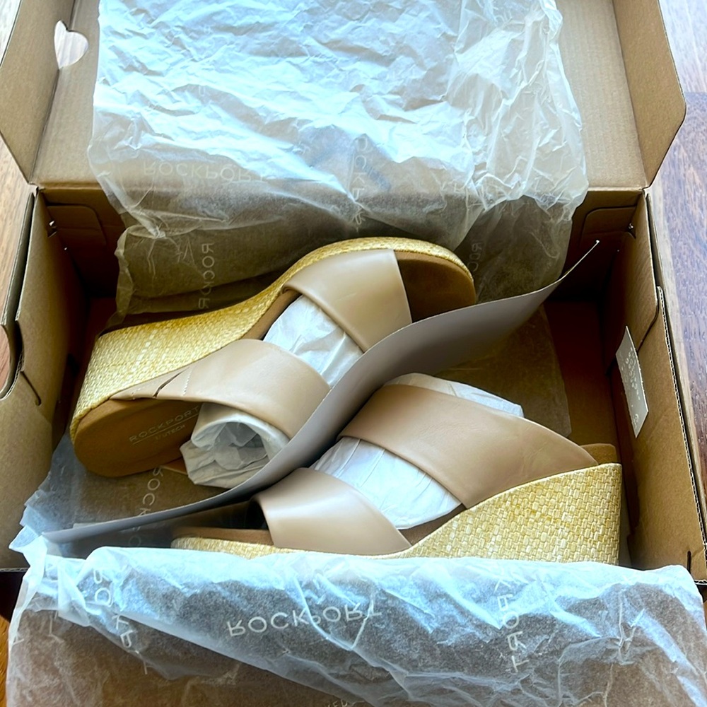 Rockport Womens Briah II Slide leather upper neutral beige size 5M
